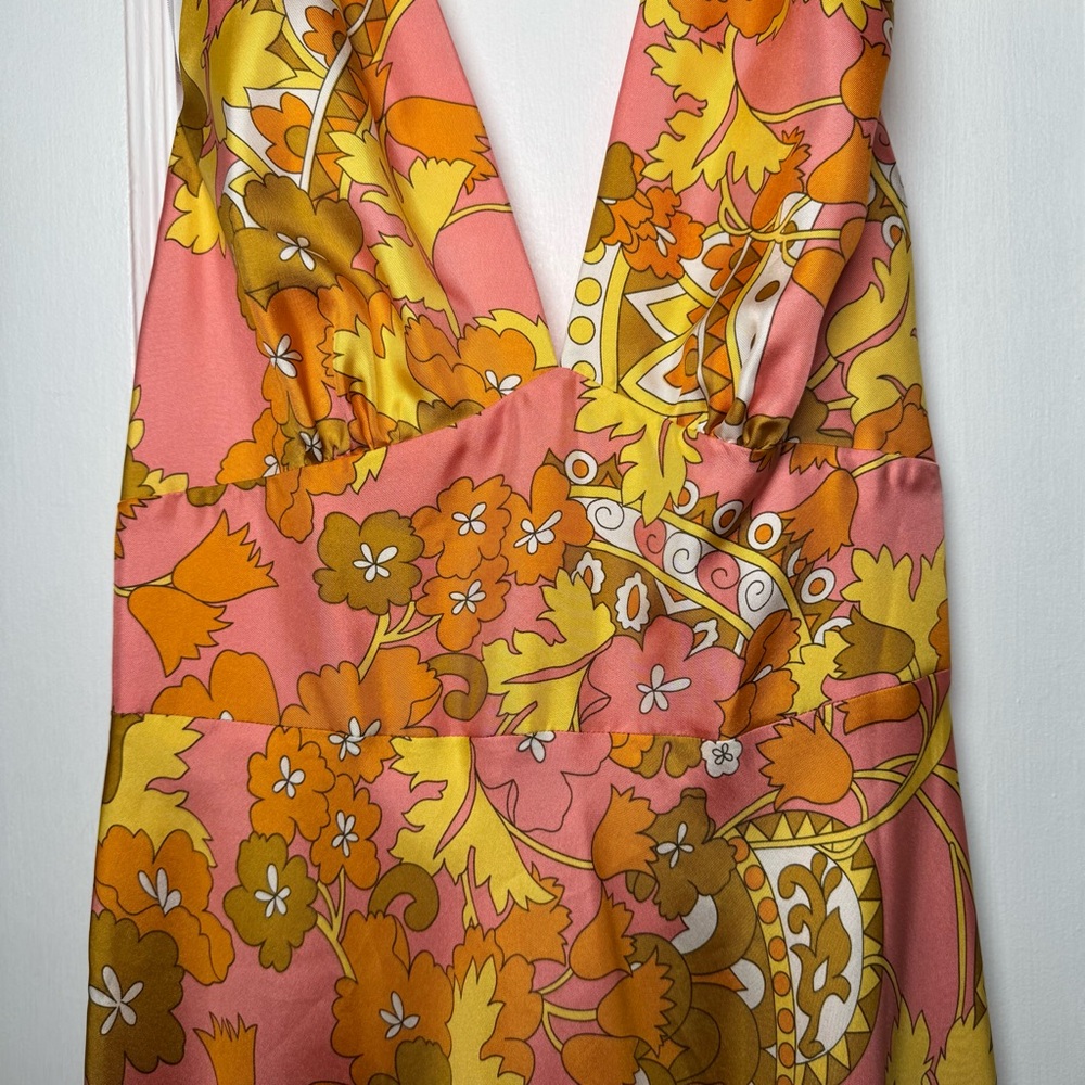 Laundry by Shelli Segal Vintage 90s 100% Silk Halter Dress NEW 10 - Picture 3 of 13
